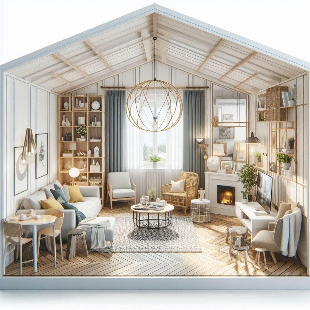 smart-forvaring-litet-vardagsrum-compact-living Compact living-inspiration – välorganiserat litet vardagsrum med smart förvaring och multifunktionella möbler.